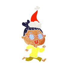 Retro Cartoon Of A Woman Wearing Spectacles Wearing Santa Hat Royalty Free Stock Images Retro Cartoon Of A Woman Wearing Spectacles Wearing Santa Hat Royalty Free Stock Images