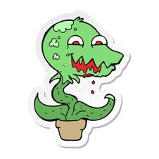 Sticker Of A Cartoon Monster Plant Royalty Free Stock Photo