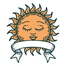 Tattoo With Banner Of A Sun Royalty Free Stock Photo
