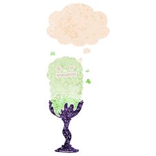 Cartoon Spooky Halloween Potion Cup And Thought Bubble In Retro Textured Style Royalty Free Stock Image Cartoon Spooky Halloween Potion Cup And Thought Bubble In Retro Textured Style Royalty Free Stock Image