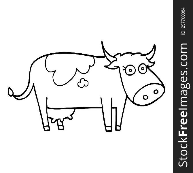 line drawing cartoon farm cow