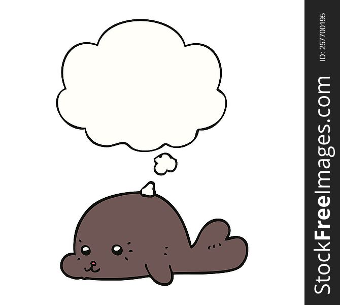 Cartoon Baby Seal And Thought Bubble