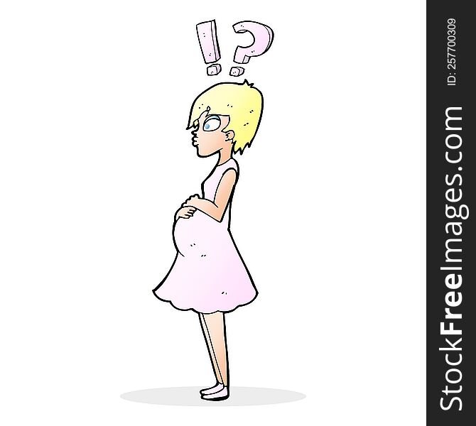 cartoon confused pregnant woman