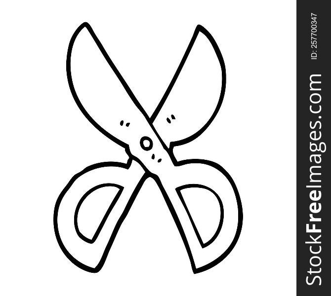line drawing cartoon open scissors