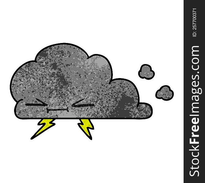 Textured Cartoon Of A Grumpy Lightening Cloud