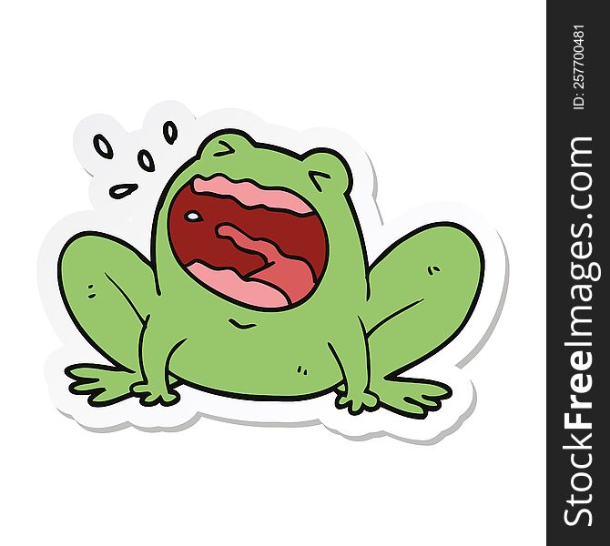 sticker of a cartoon frog shouting