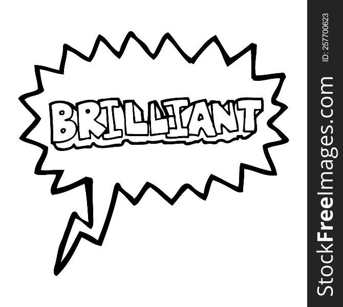 brilliant freehand drawn speech bubble cartoon word. brilliant freehand drawn speech bubble cartoon word