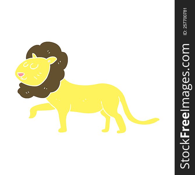 Flat Color Illustration Of A Cartoon Lion