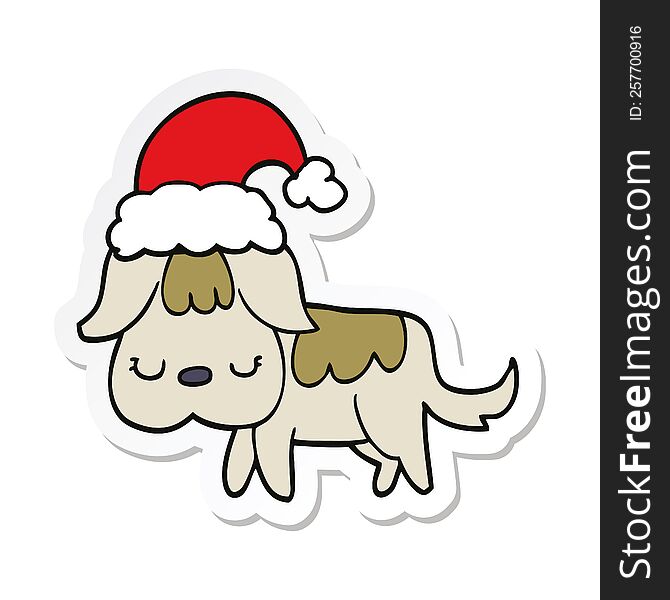 Sticker Of A Cute Christmas Dog