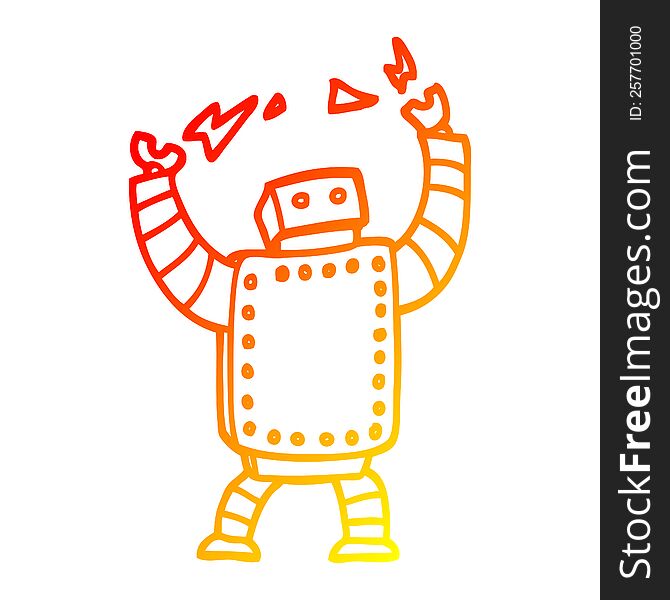 warm gradient line drawing of a cartoon giant robot