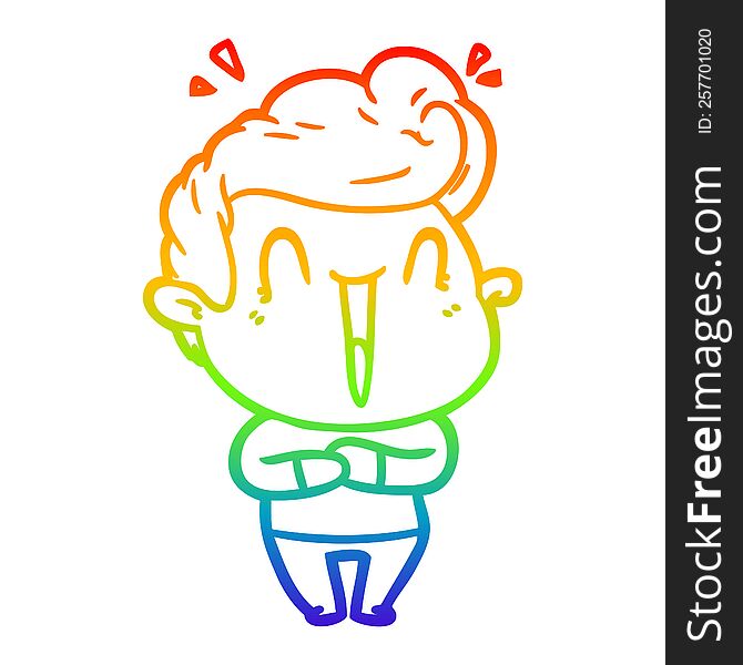 Rainbow Gradient Line Drawing Excited Man Cartoon