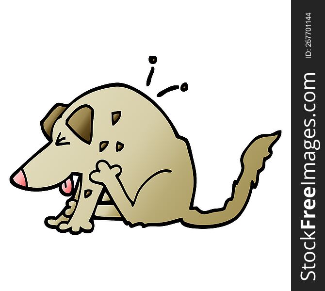 vector gradient illustration cartoon dog scratching
