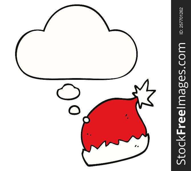 Cartoon Santa Hat And Thought Bubble