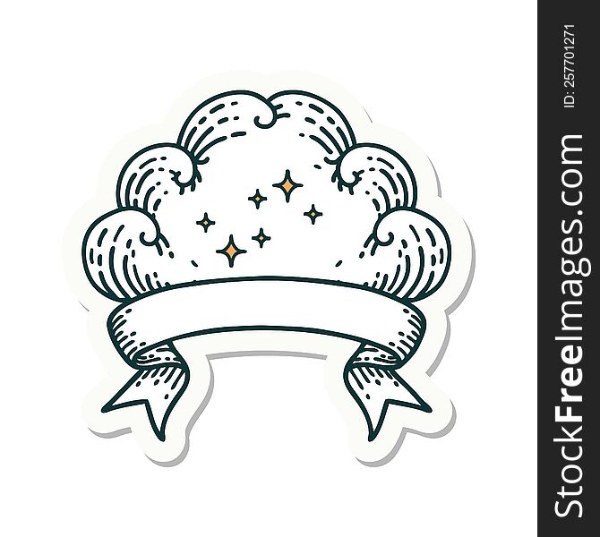 Tattoo Sticker With Banner Of A Cloud