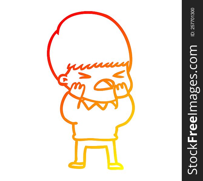 Warm Gradient Line Drawing Cartoon Stressed Man