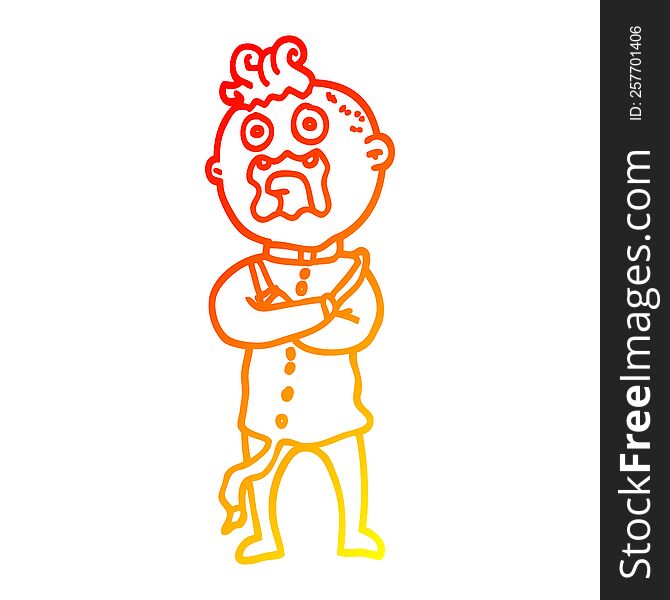 warm gradient line drawing of a cartoon mad man