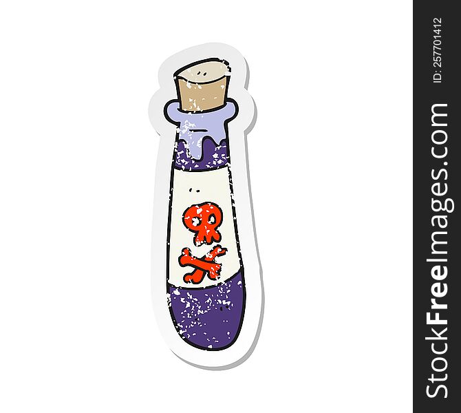 retro distressed sticker of a cartoon vial of poison