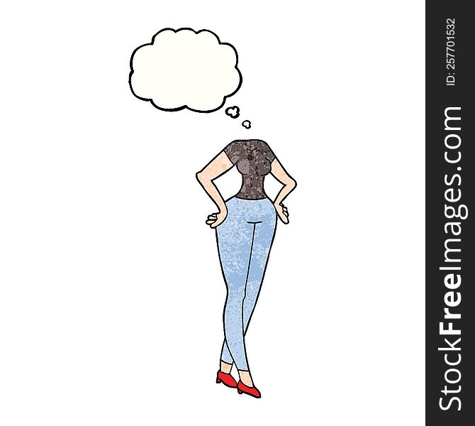 freehand drawn thought bubble textured cartoon headless body (add own photographs