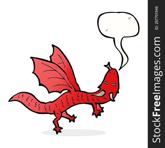 cartoon little dragon with speech bubble