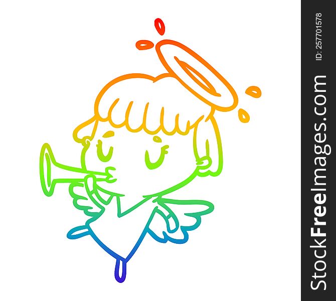 rainbow gradient line drawing cute angel