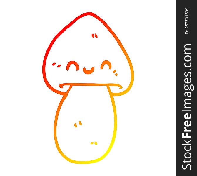 warm gradient line drawing cartoon mushroom