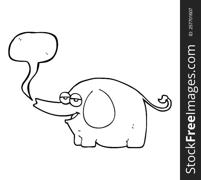 freehand drawn speech bubble cartoon elephant squirting water