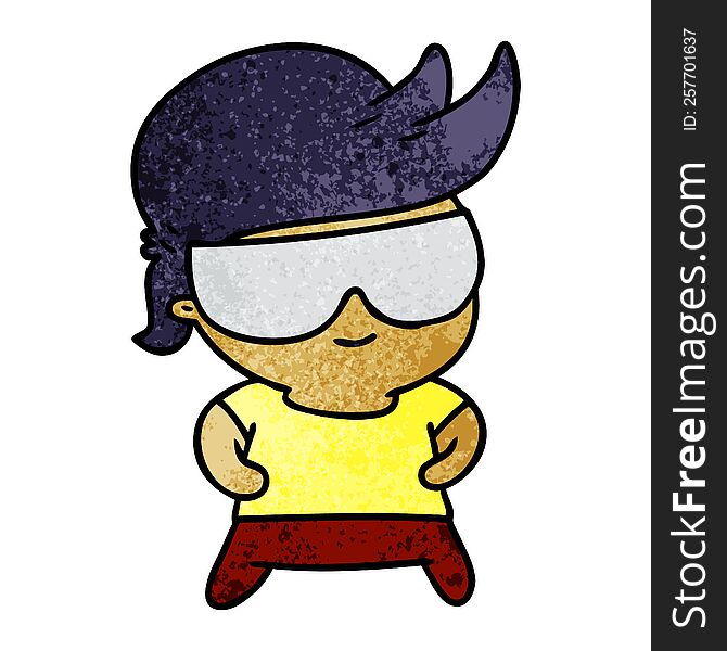 Textured Cartoon Kawaii Kid With Shades