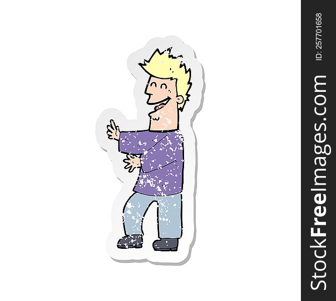 Retro Distressed Sticker Of A Cartoon Laughing Man