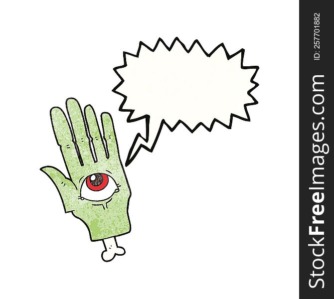 Speech Bubble Textured Cartoon Spooky Eye Hand