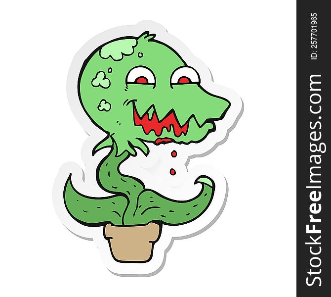 sticker of a cartoon monster plant