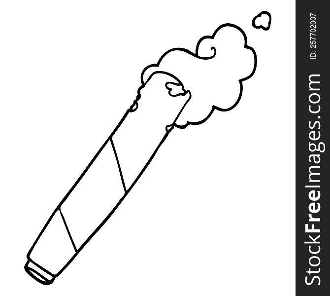 line drawing cartoon rolled cigarette