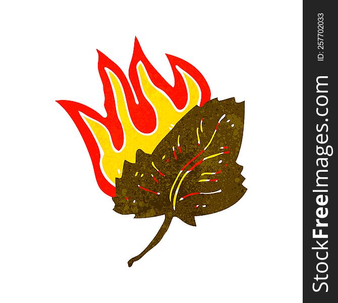 Cartoon Burning Dry Leaf Symbol