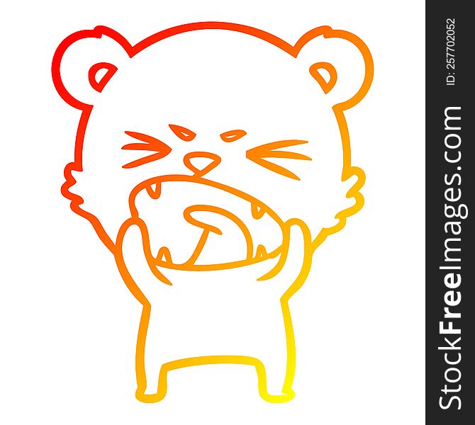 warm gradient line drawing of a angry cartoon bear