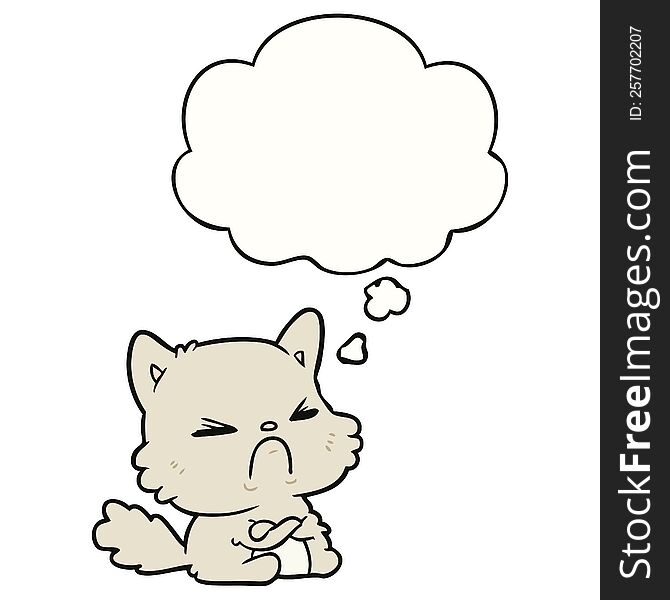 cartoon angry cat with thought bubble. cartoon angry cat with thought bubble