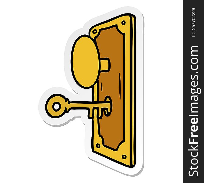 Sticker Cartoon Doodle Of A Door Handle