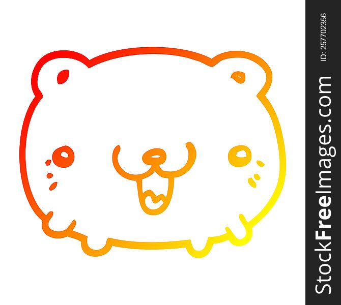 warm gradient line drawing of a funny cartoon bear