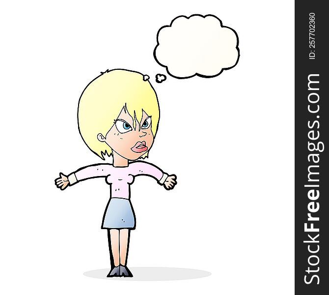 Cartoon Annoyed Girl With Thought Bubble