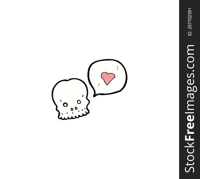cartoon skull with love heart