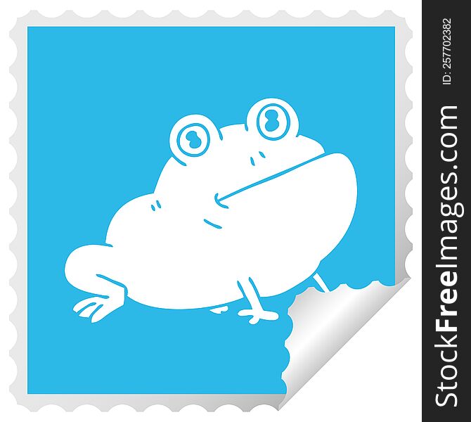 Quirky Square Peeling Sticker Cartoon Frog