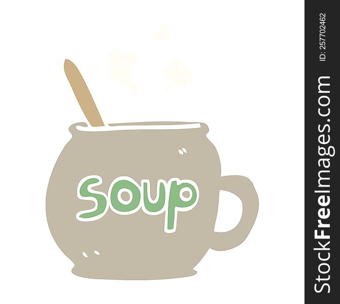Flat Color Illustration Cartoon Cup Of Soup