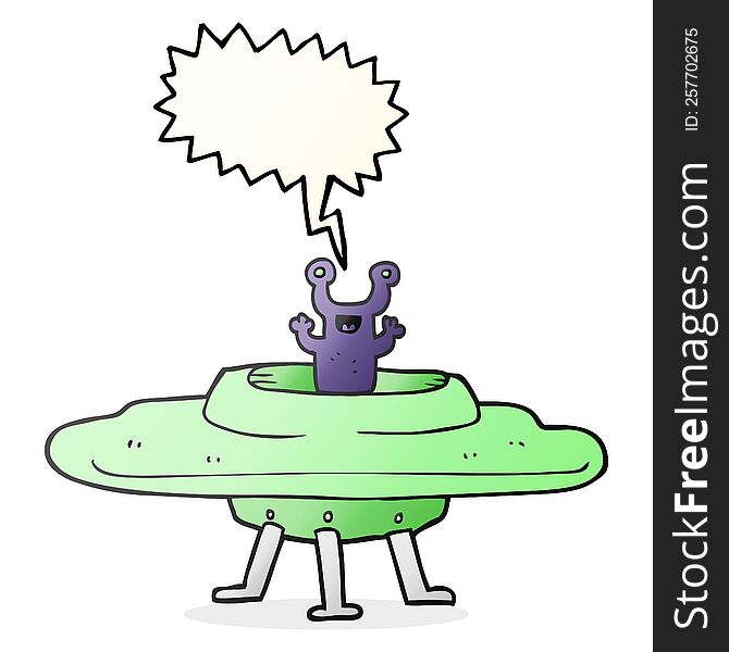 Speech Bubble Cartoon Flying Saucer