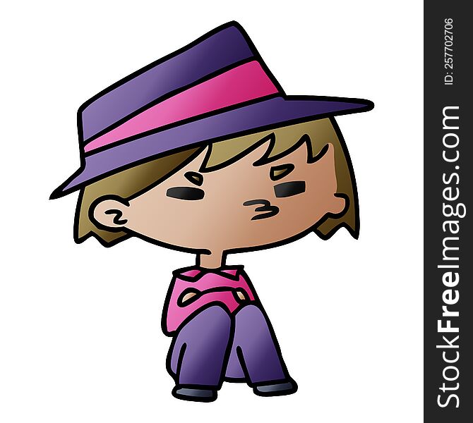 gradient cartoon illustration of a kawaii cute boy. gradient cartoon illustration of a kawaii cute boy