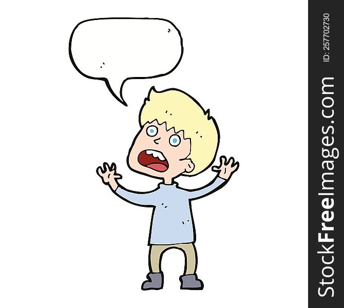 Cartoon Stressed Boy With Speech Bubble