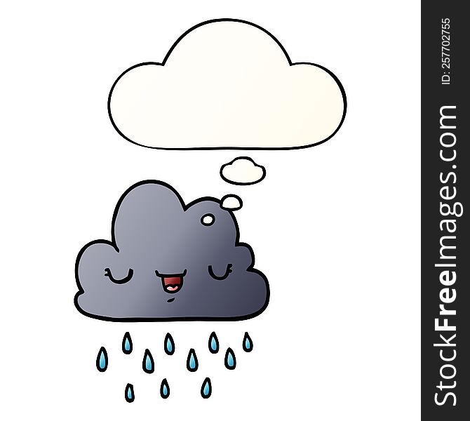 cartoon storm cloud and thought bubble in smooth gradient style