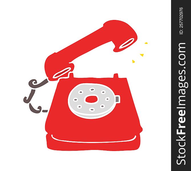 flat color style cartoon old telephone