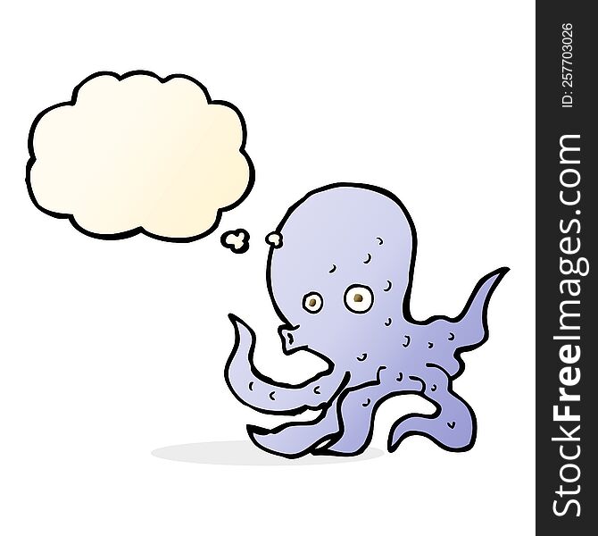 cartoon octopus with thought bubble