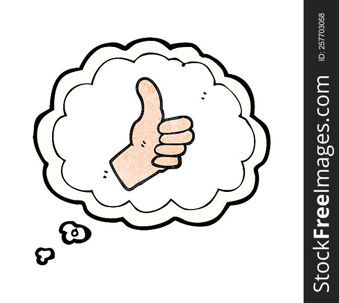 freehand drawn thought bubble textured cartoon thumbs up sign