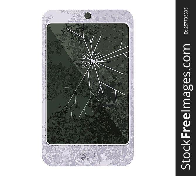 cracked screen cell phone graphic vector illustration icon. cracked screen cell phone graphic vector illustration icon