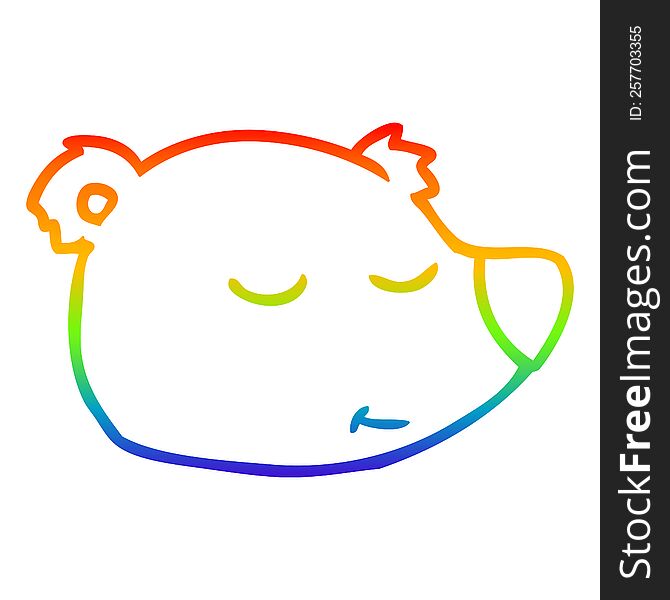 Rainbow Gradient Line Drawing Cartoon Polar Bear Face