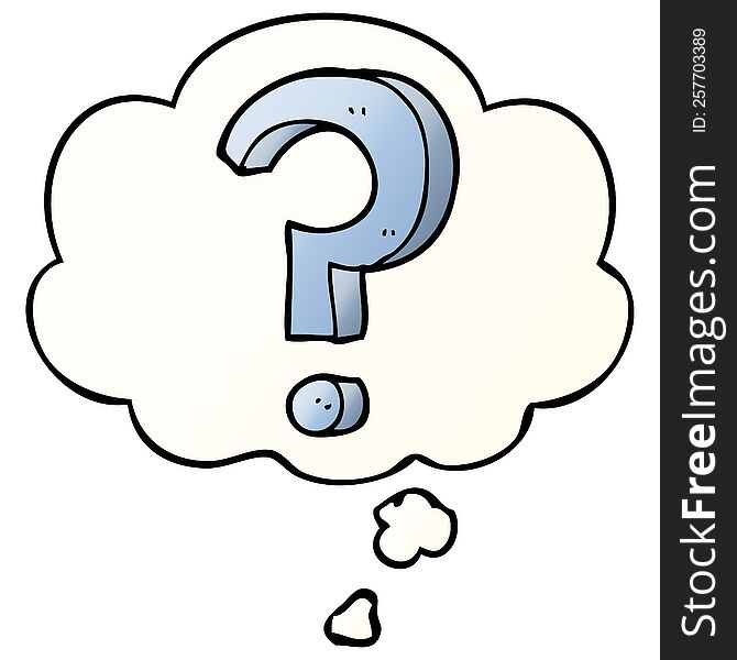 Cartoon Question Mark And Thought Bubble In Smooth Gradient Style